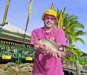 Steve McCormack with a $1000 tagged mangrove jack.